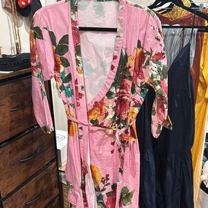 Floral Pink Wrap Robe